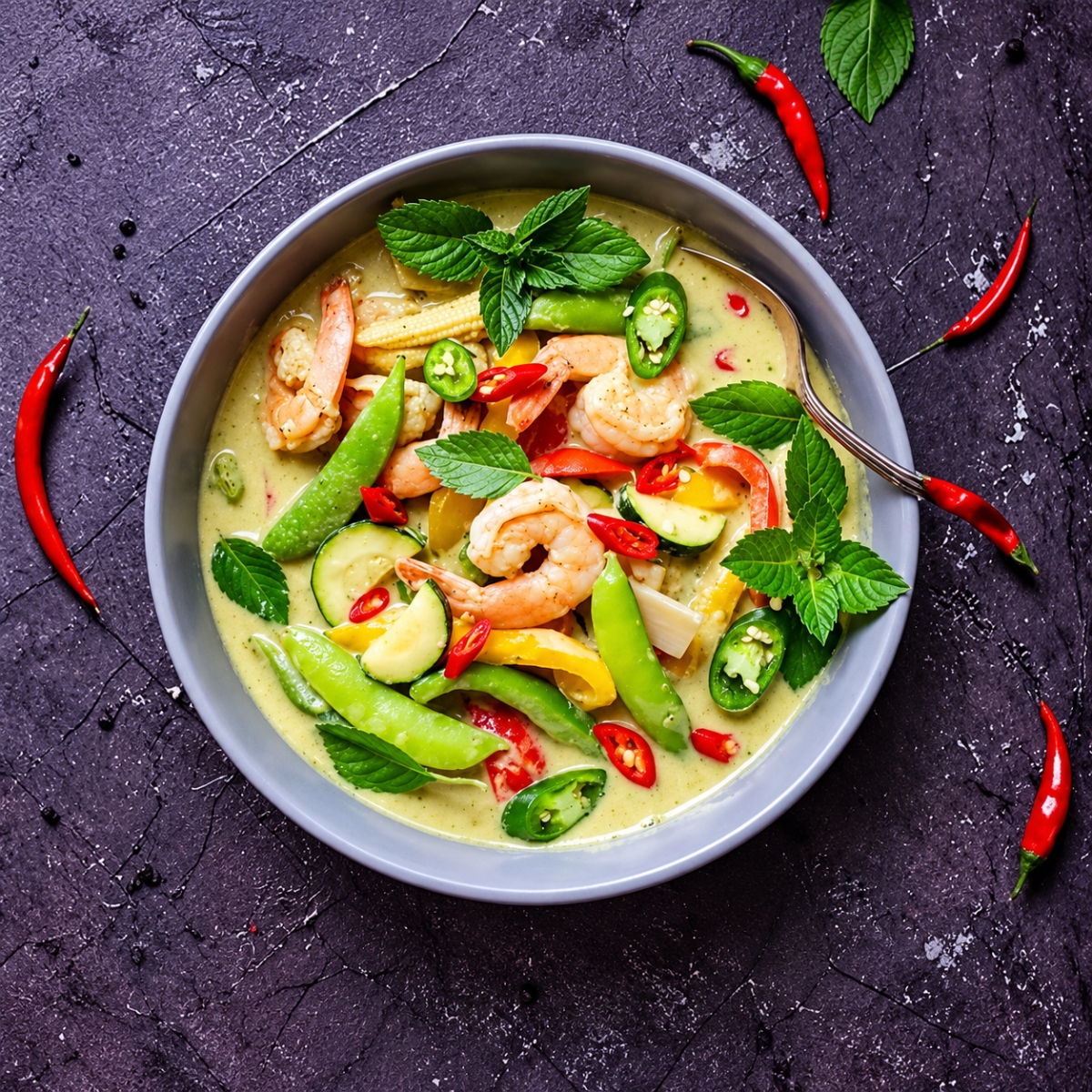 Thai prawn and vegetable curry
